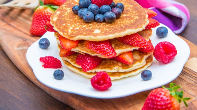 Blueberry strawberry pancakes