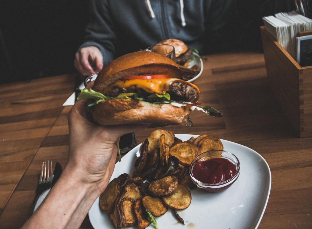 Burger and chips cheat meal