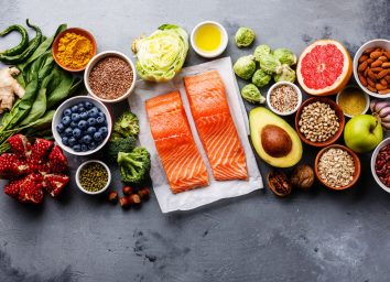 health food buzz words salmon blueberries avocado superfoods