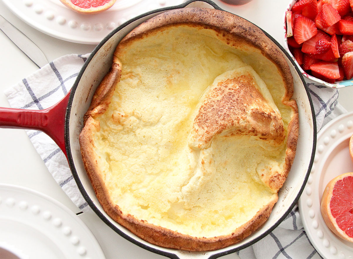 dutch baby pancake in baking dish