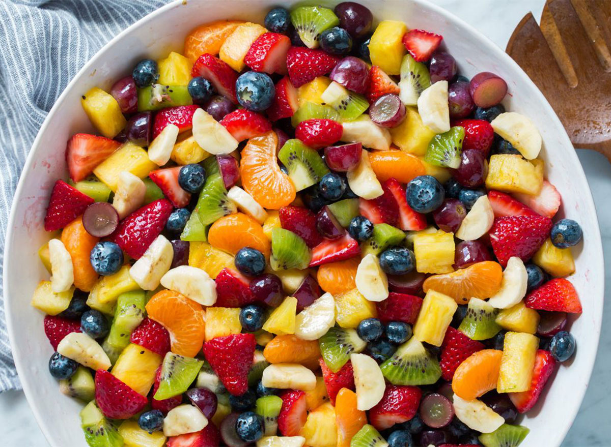 fruit salad on serving platter