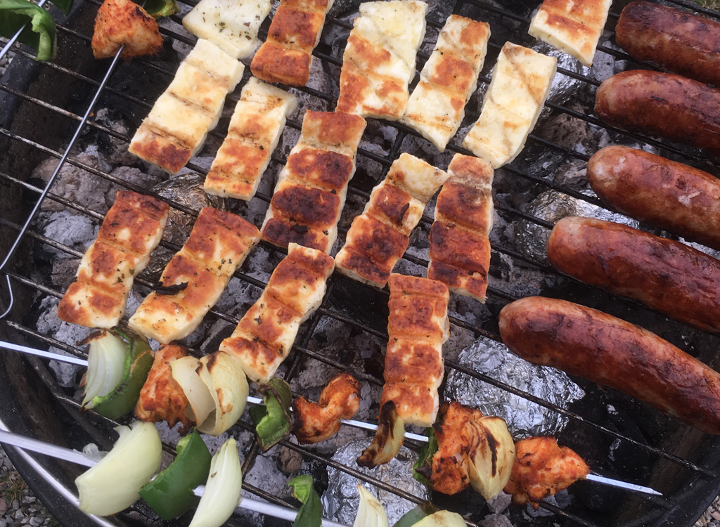 Halloumi cheese on the grill