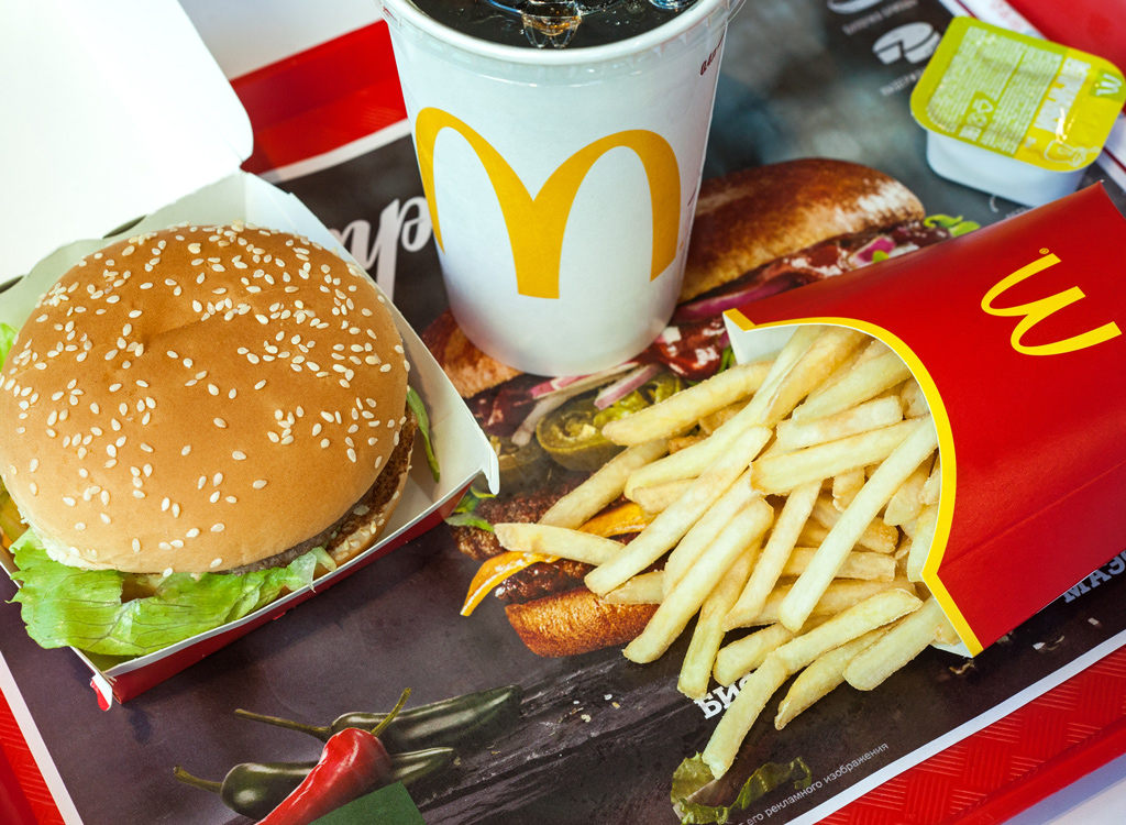 Mcdonalds burger fries and soda