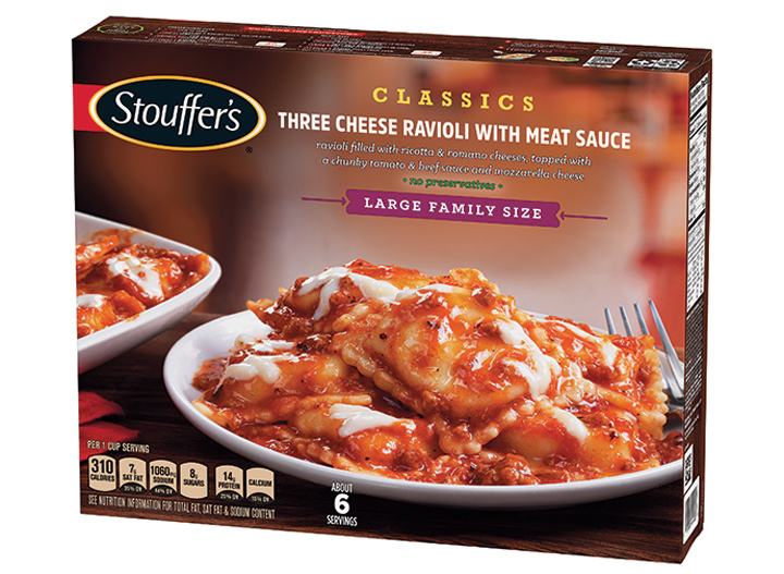 Stouffers cheese ravioli with meat sauce