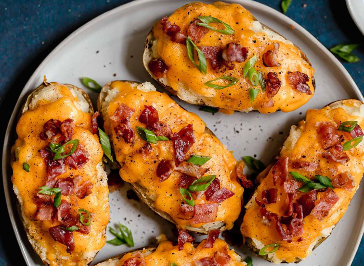 twice baked potatoes with cheese and bacon