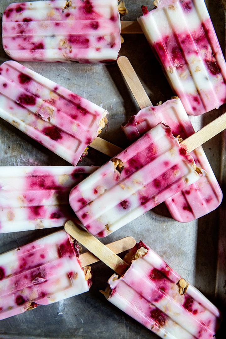 Berry parfait popsicles