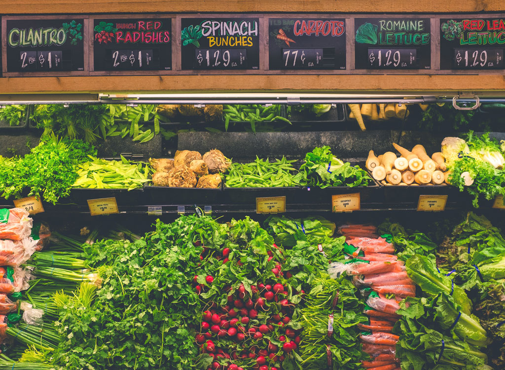 Fresh produce in grocery store