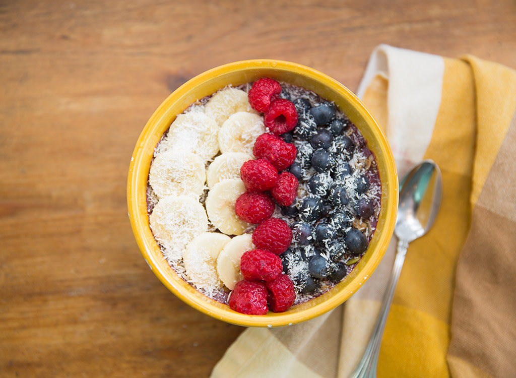 Smoothie bowl with coconut flakes
