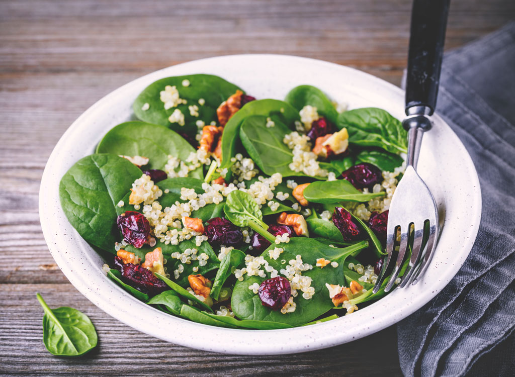 Spinach walnut quinoa craisin salad