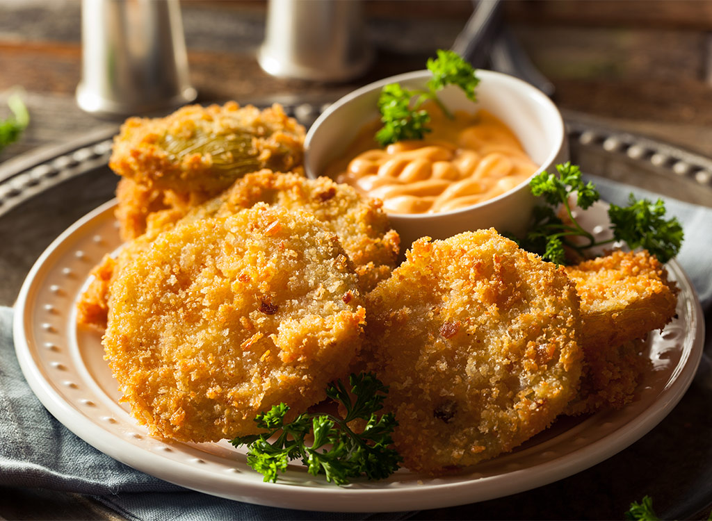 fried green tomatoes and sauce on plate