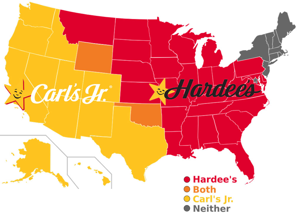 Carls jr hardees map