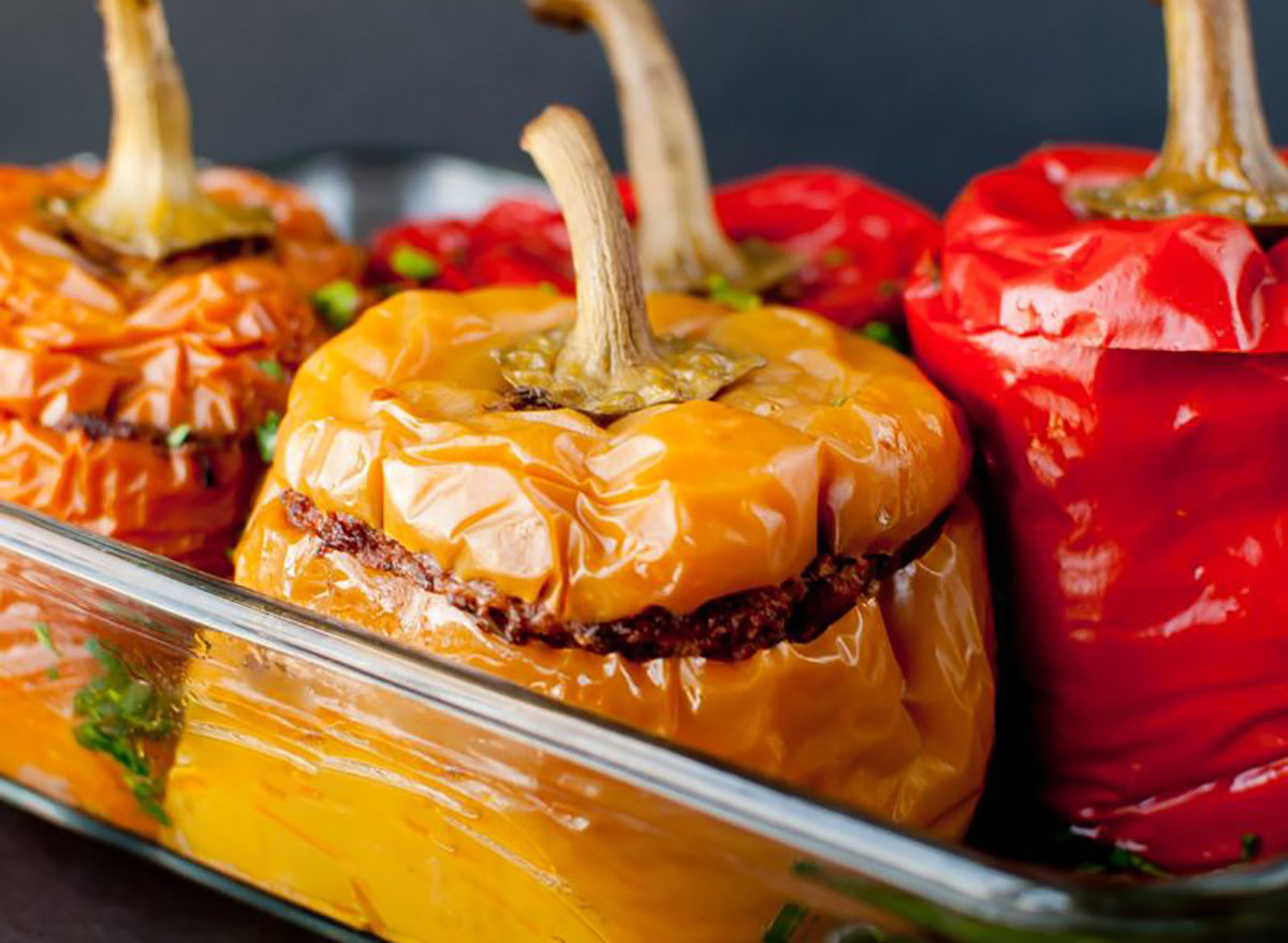 yellow and red stuffed bell peppers
