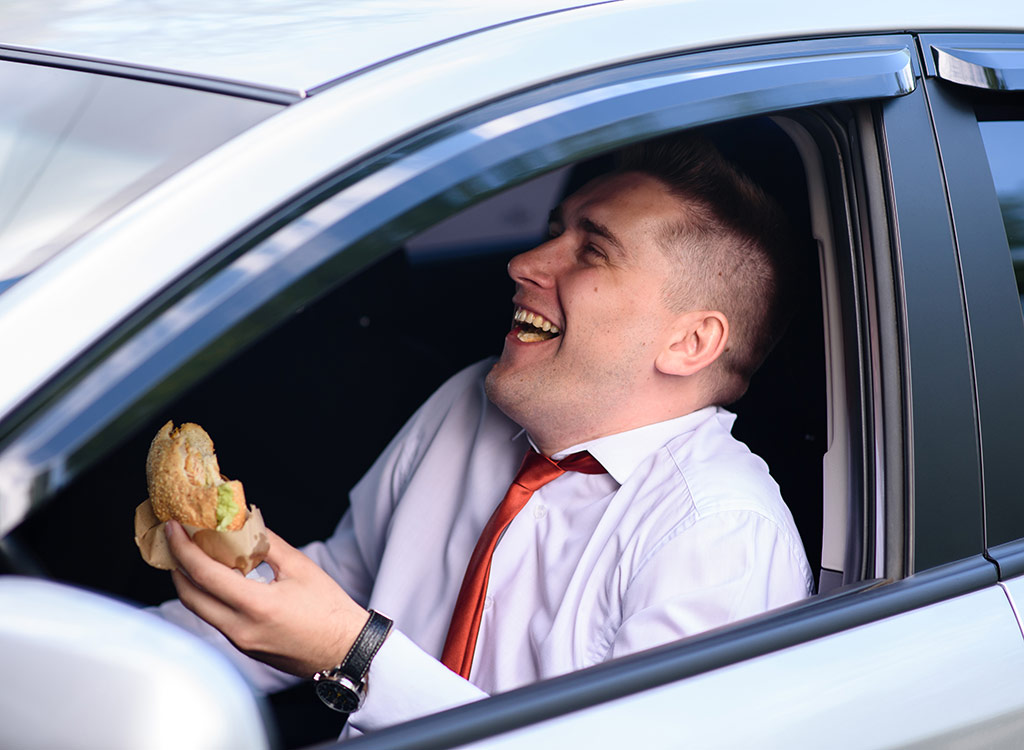 Drunk guy at fast food drive-thru