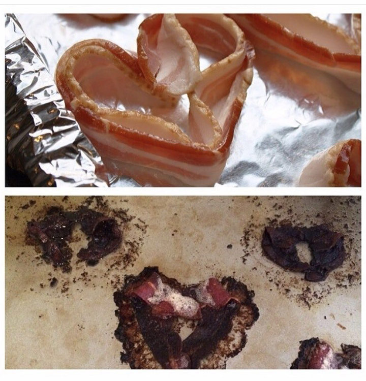 Food fails burned bacon hearts valentines day