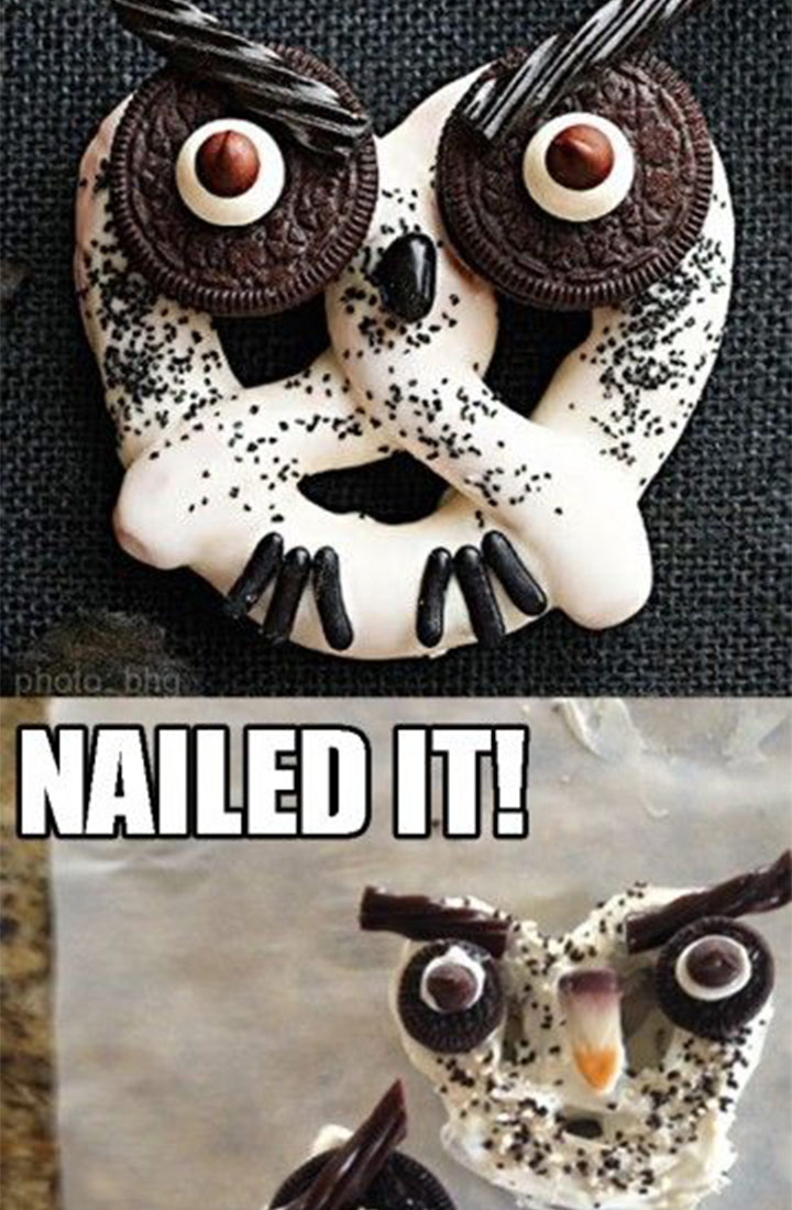 Food fail owl pretzel