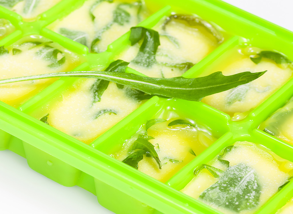 Herb ice cube tray olive oil