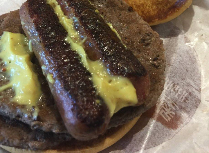Mcdonalds sausage beef burger