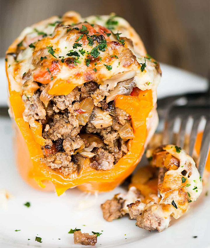Philly cheesesteak stuffed peppers recipe blogger