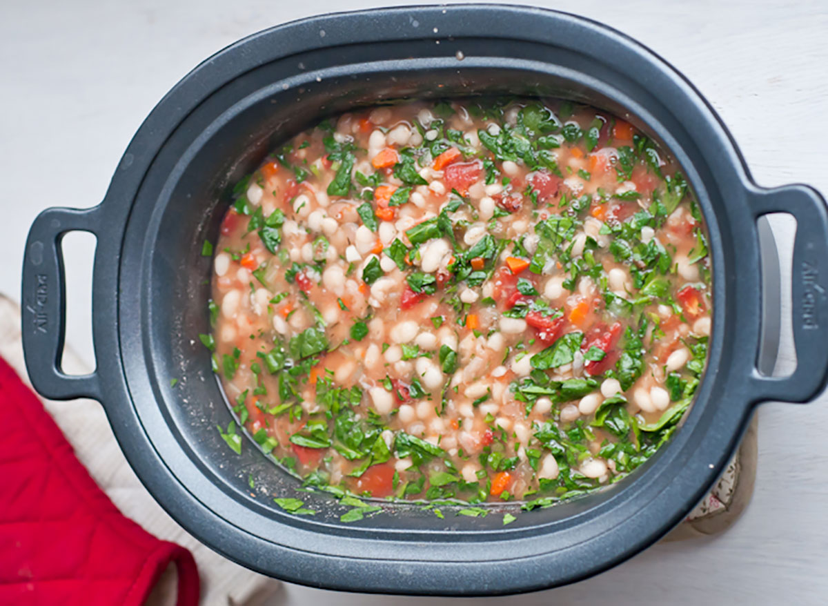 vegan white bean stew in crock pot