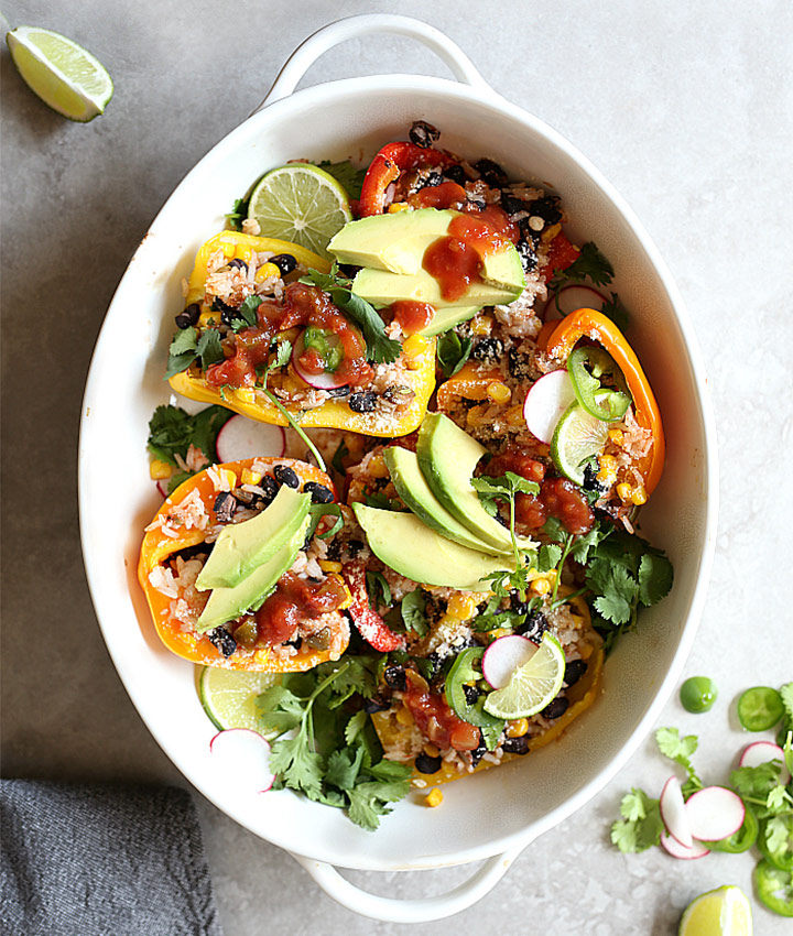 Vegetarian mexican stuffed peppers recipe blogger
