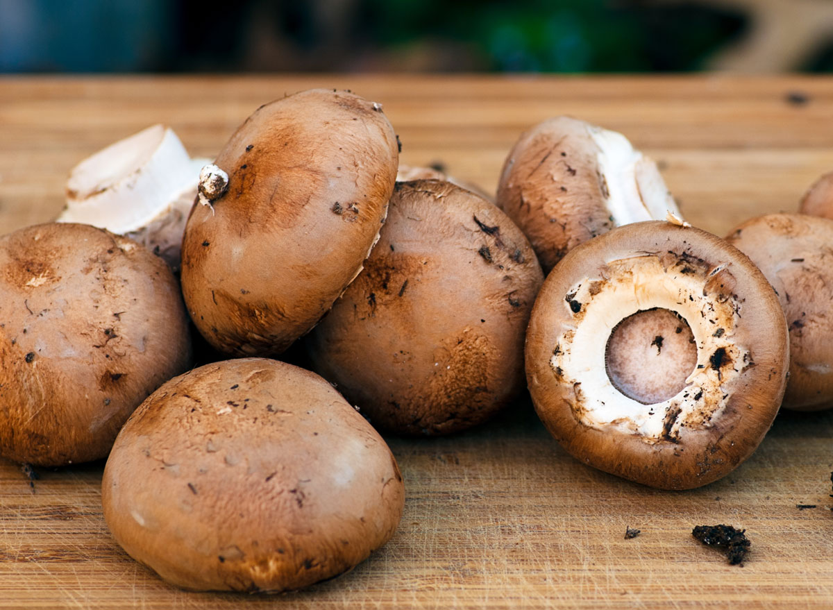 White baby bella mushrooms exposed to ultraviolet uv light