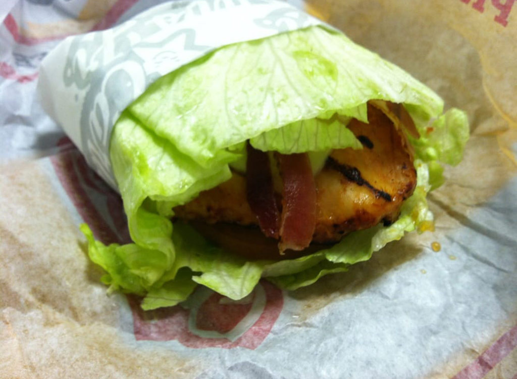 Carl's jr. lettuce-wrapped charbroiled chicken sandwich