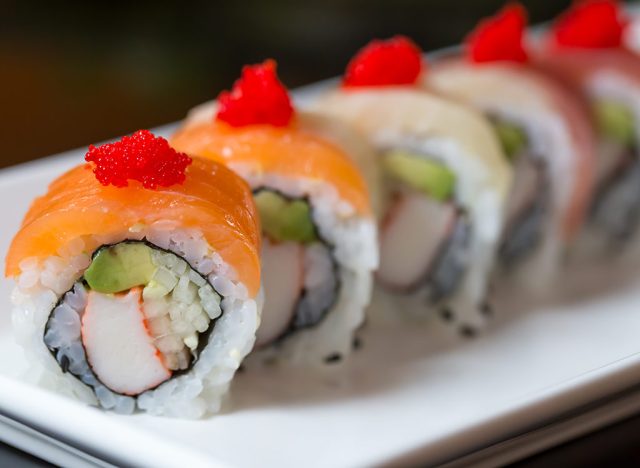 Chili shrimp sushi roll