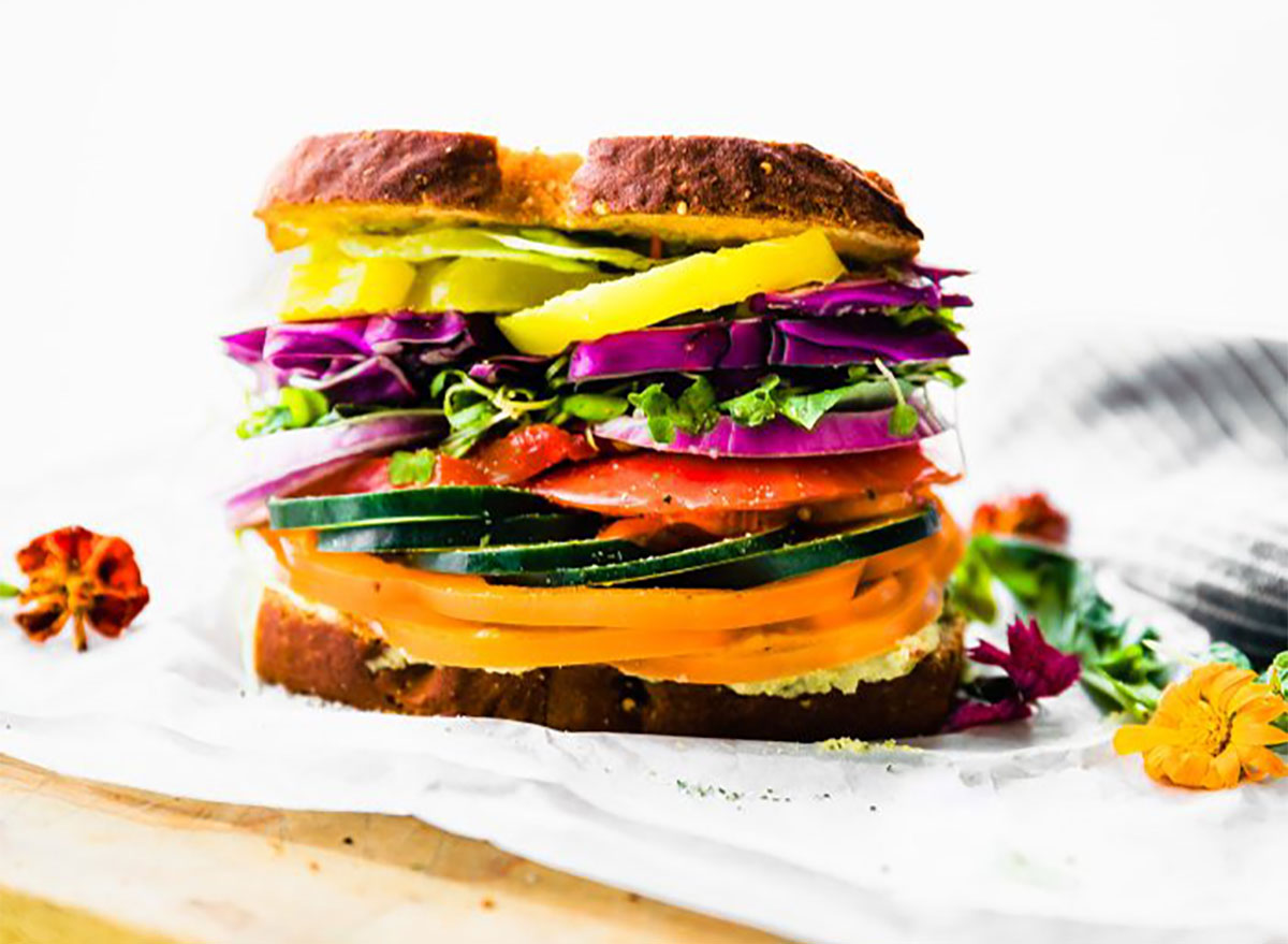 vegetable sandwich piled high