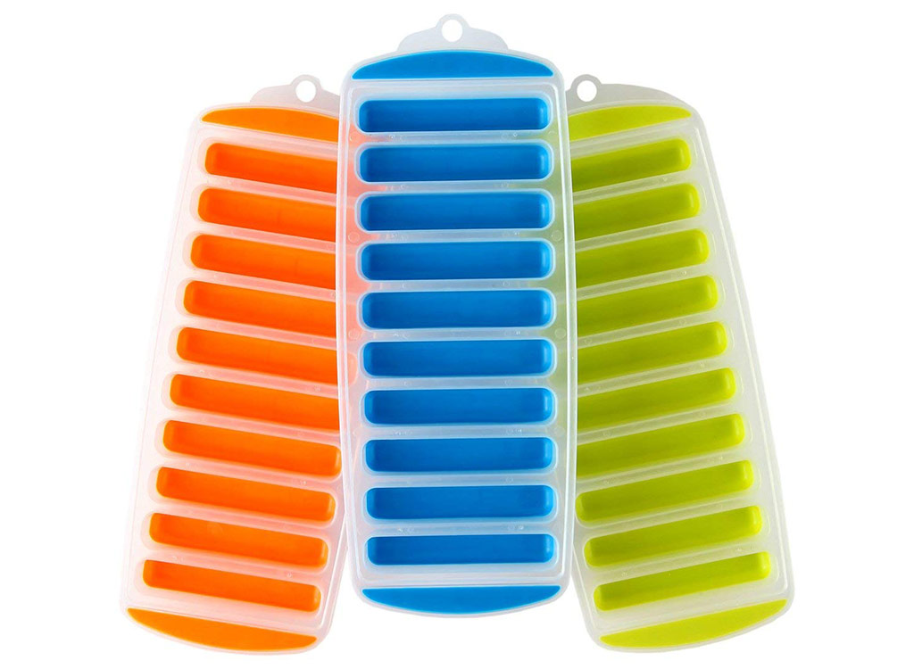Lily's home ice cube trays with easy push out narrow ice cube stick for sports and water bottles