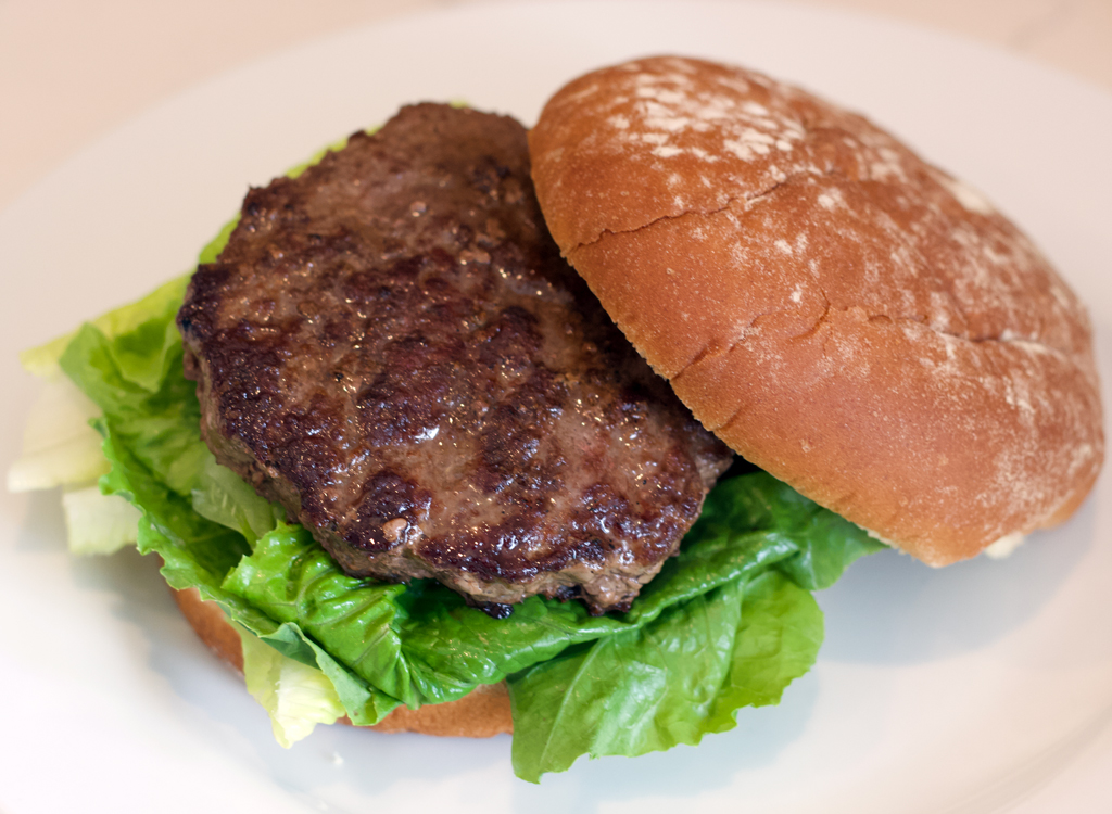 Natures rancher frozen beef burger cooked