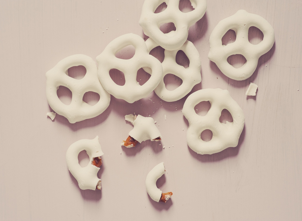 White chocolate pretzels