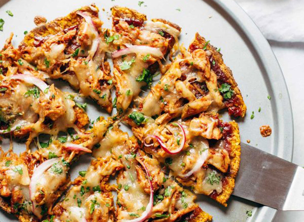 BBQ chicken sweet potato pizza