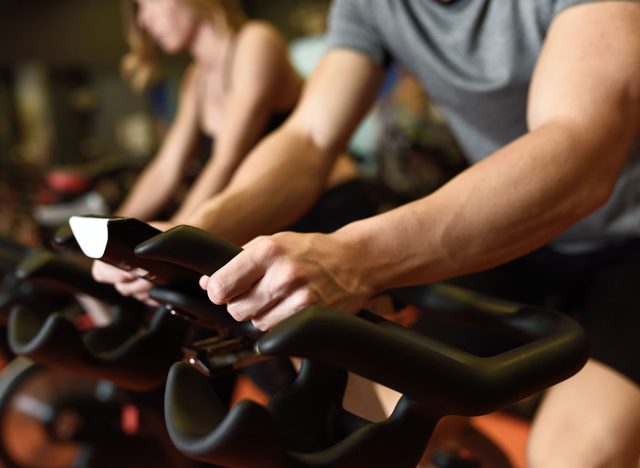 men in spin class