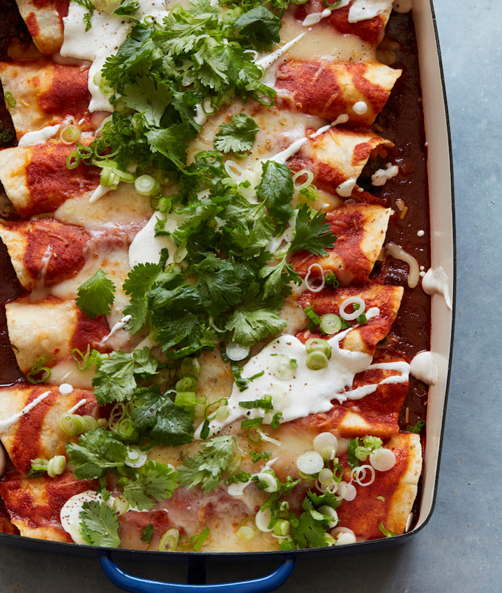 Sweet potato kale and black bean enchiladas