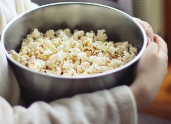 Bowl of air popped popcorn