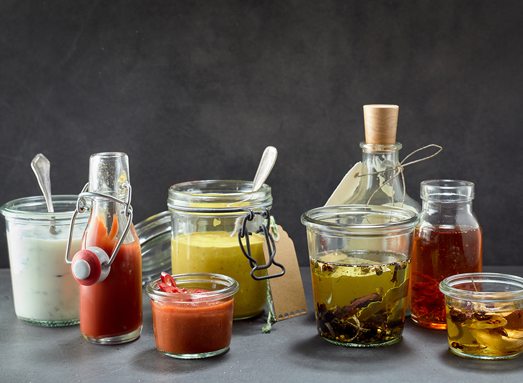 Condiments in jars