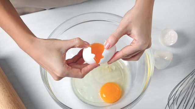 crack eggs into bowl