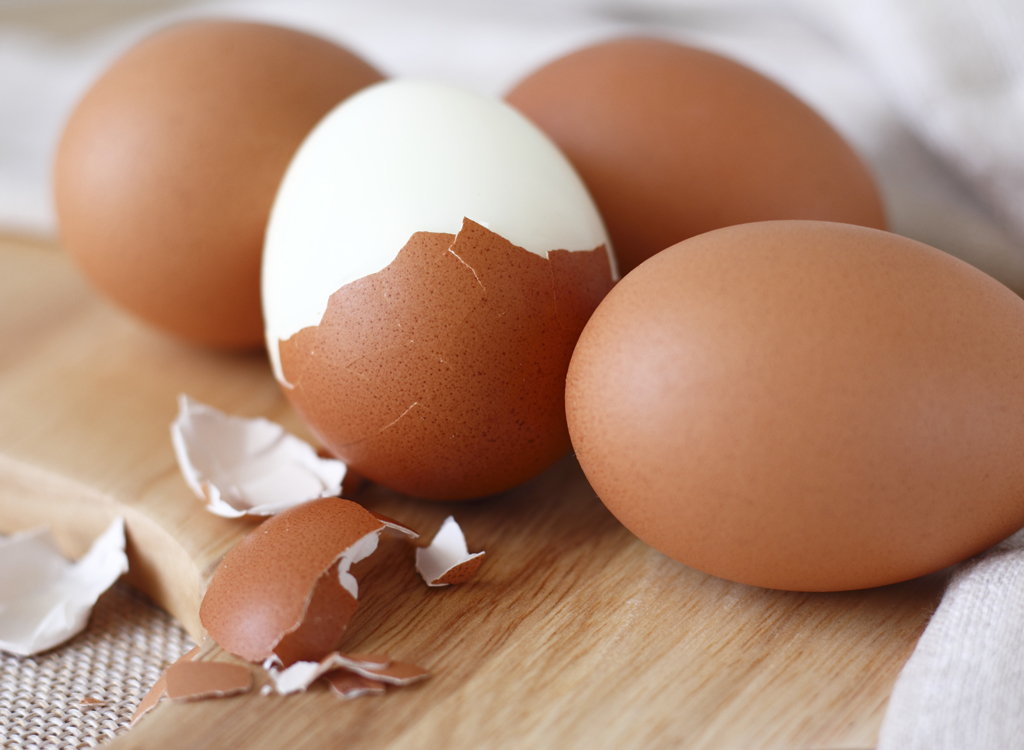 Hard boiled eggs peeled