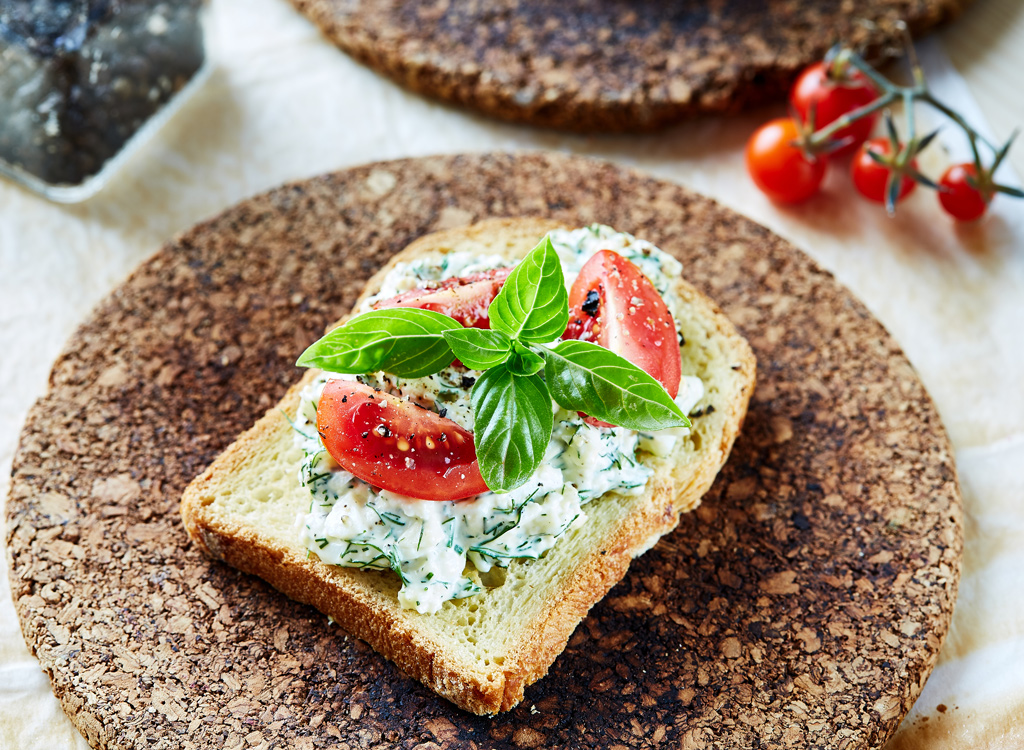 Open faced sandwich with tomato
