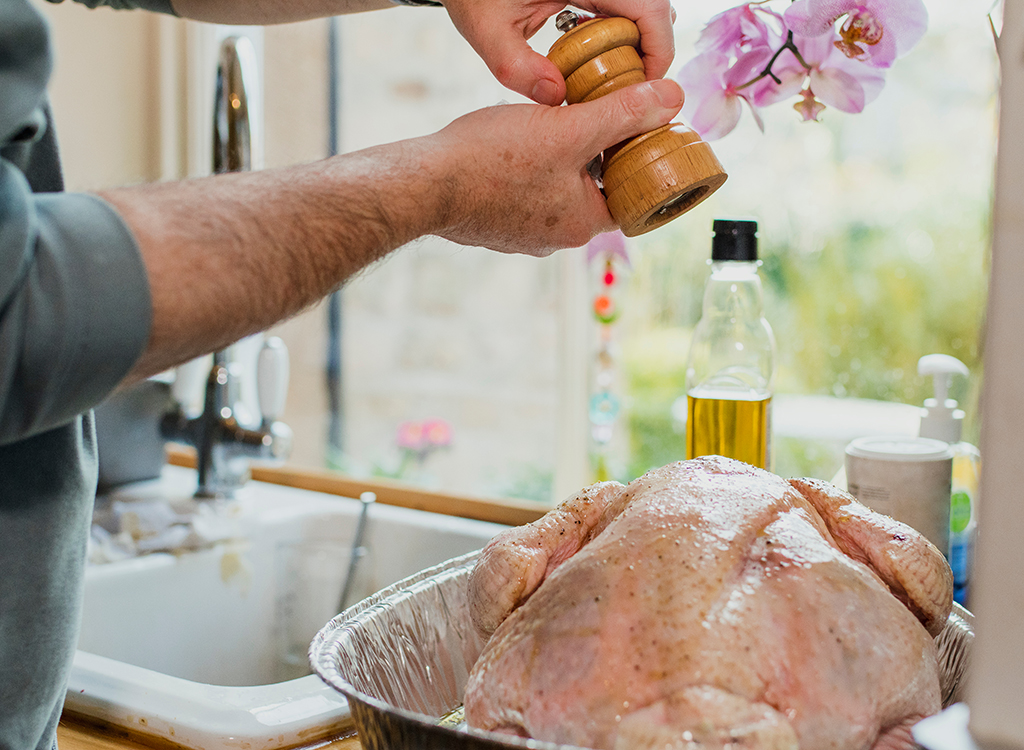 Seasoning the turkey