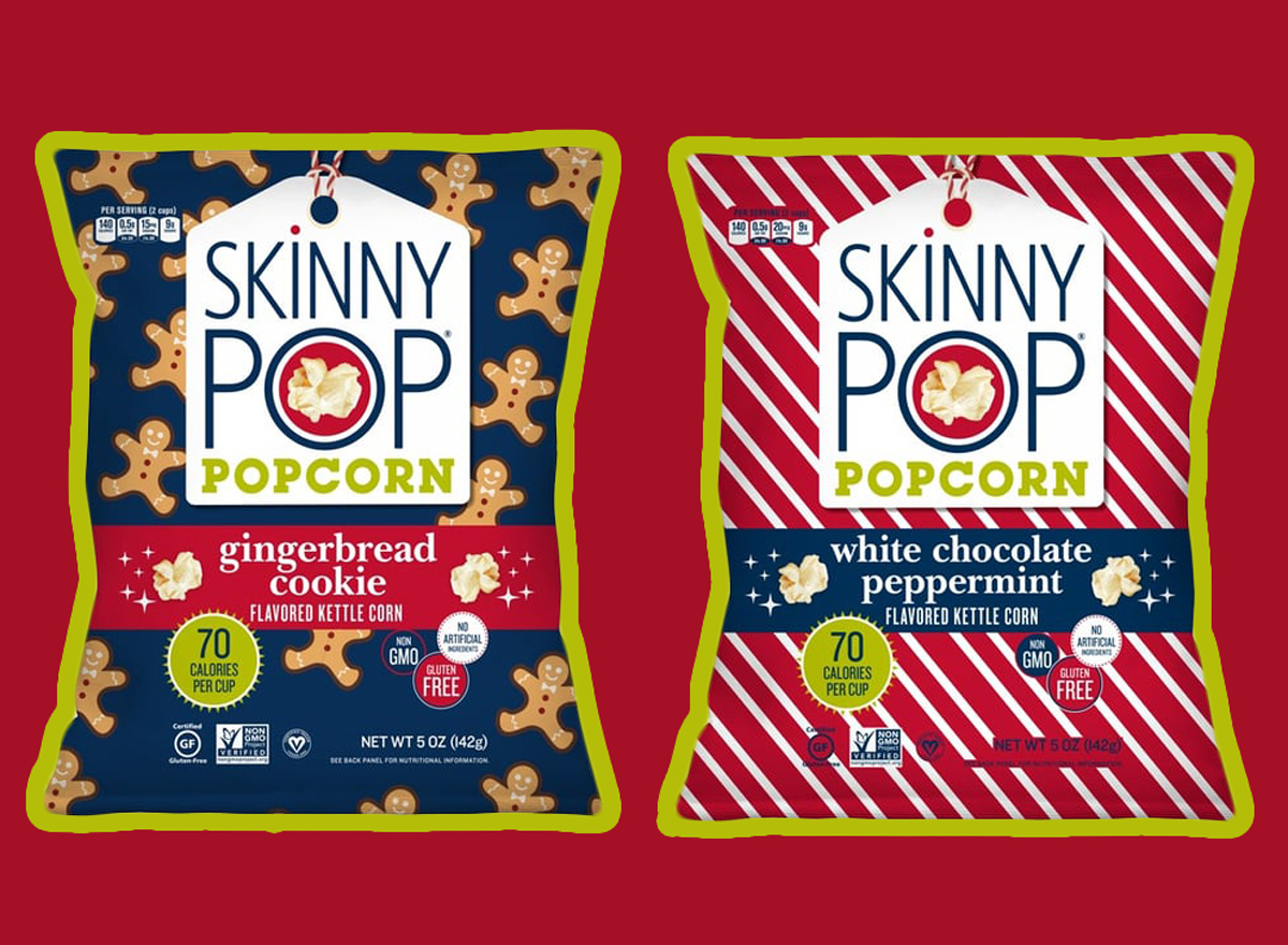 Skinny Pop Holiday Popcorn Flavors 2018 Gingerbread Cookie White Chocolate Peppermint