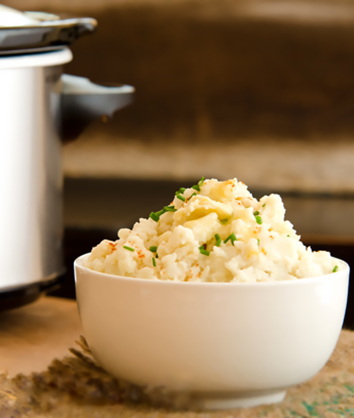 Slow cooker warmed mashed potatoes