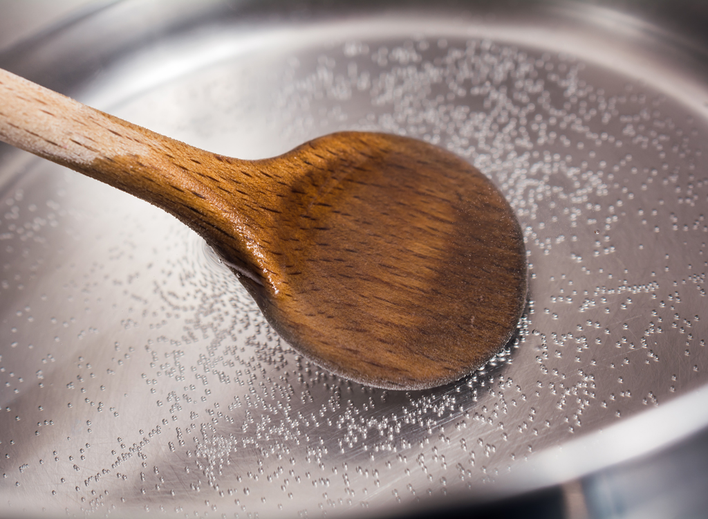 Stir simmering water