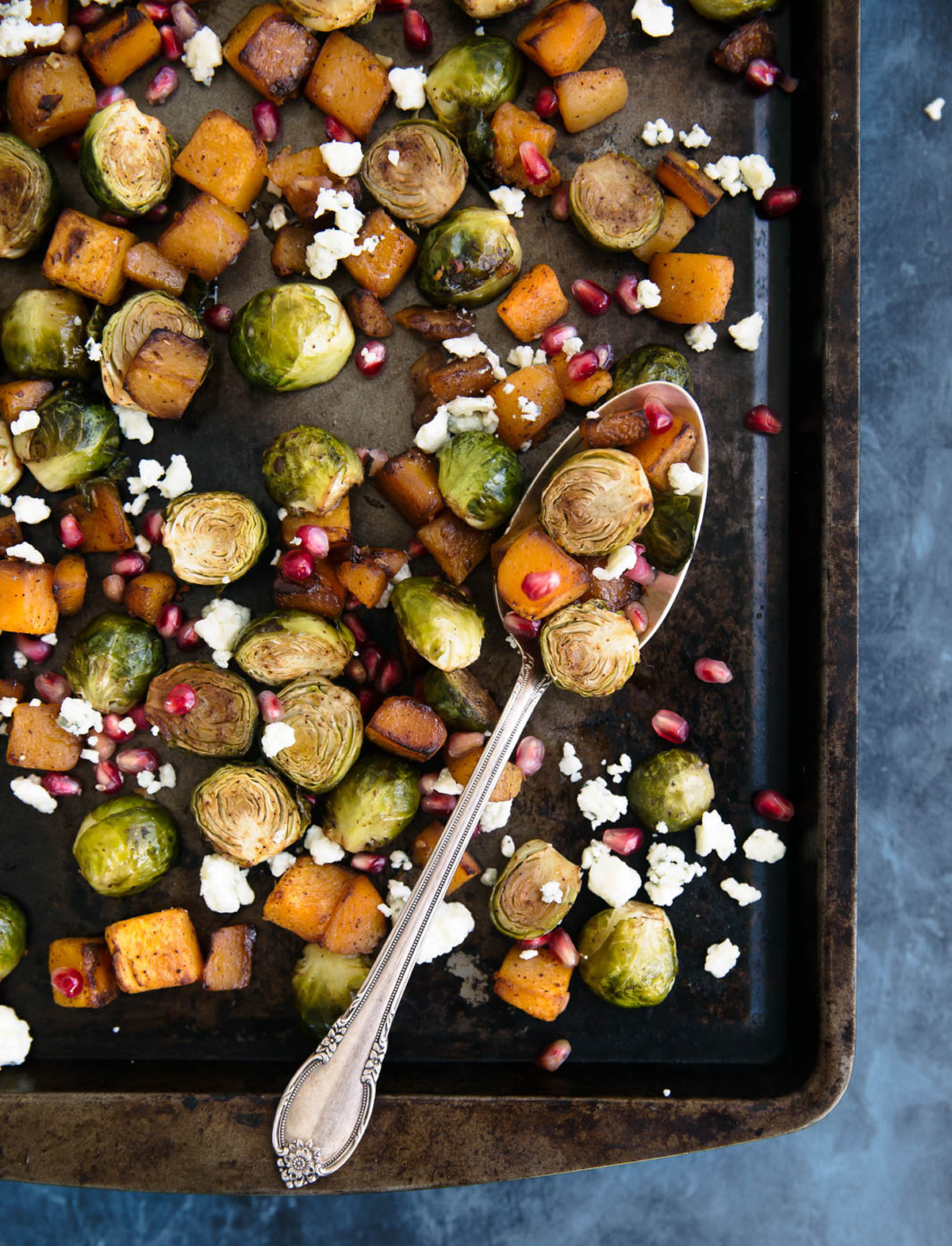 Brussels sprouts with squash and gorgonzola