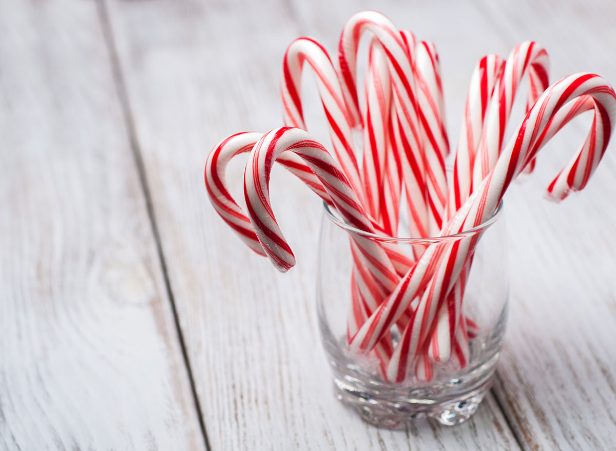 Candy canes in glass