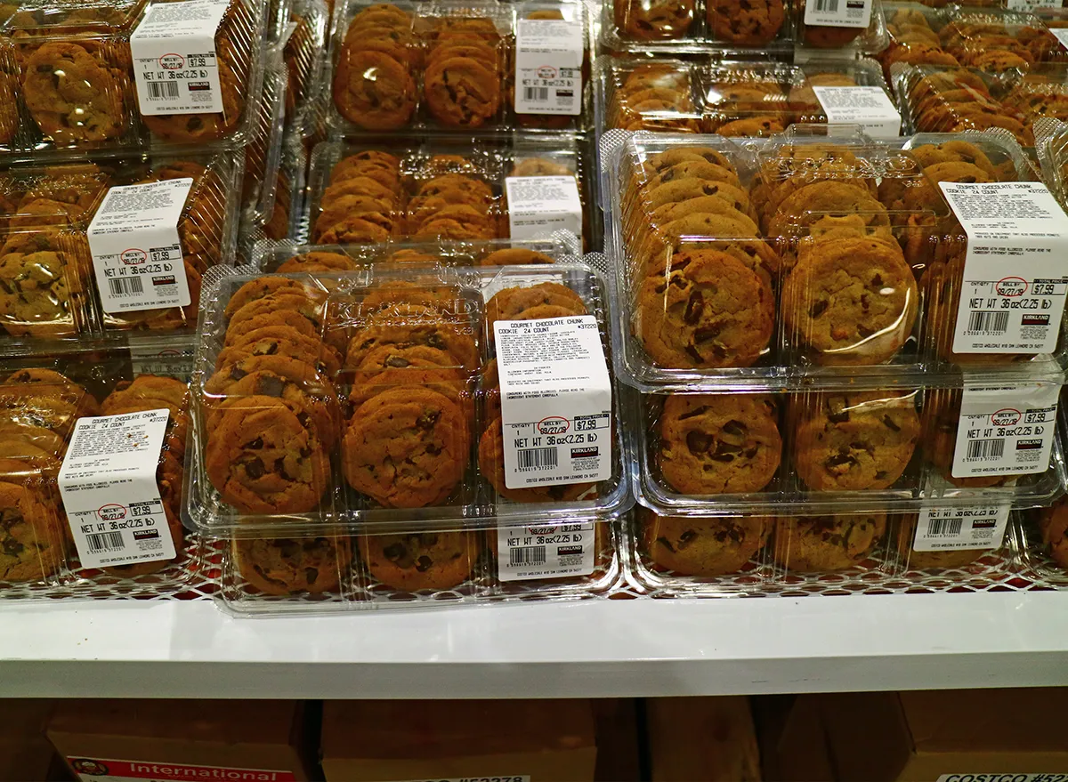 trays of costco chocolate chip cookies
