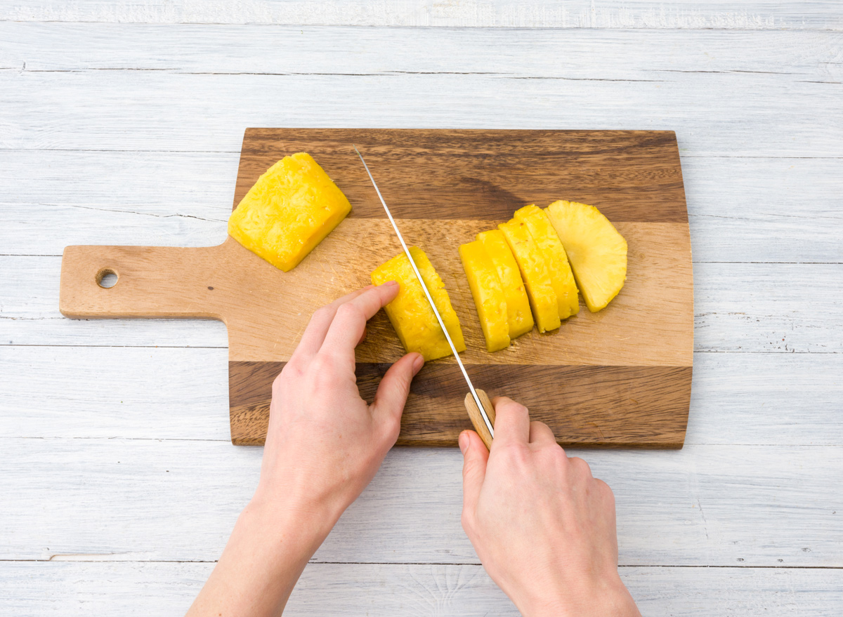 Cut pineapple into chunks