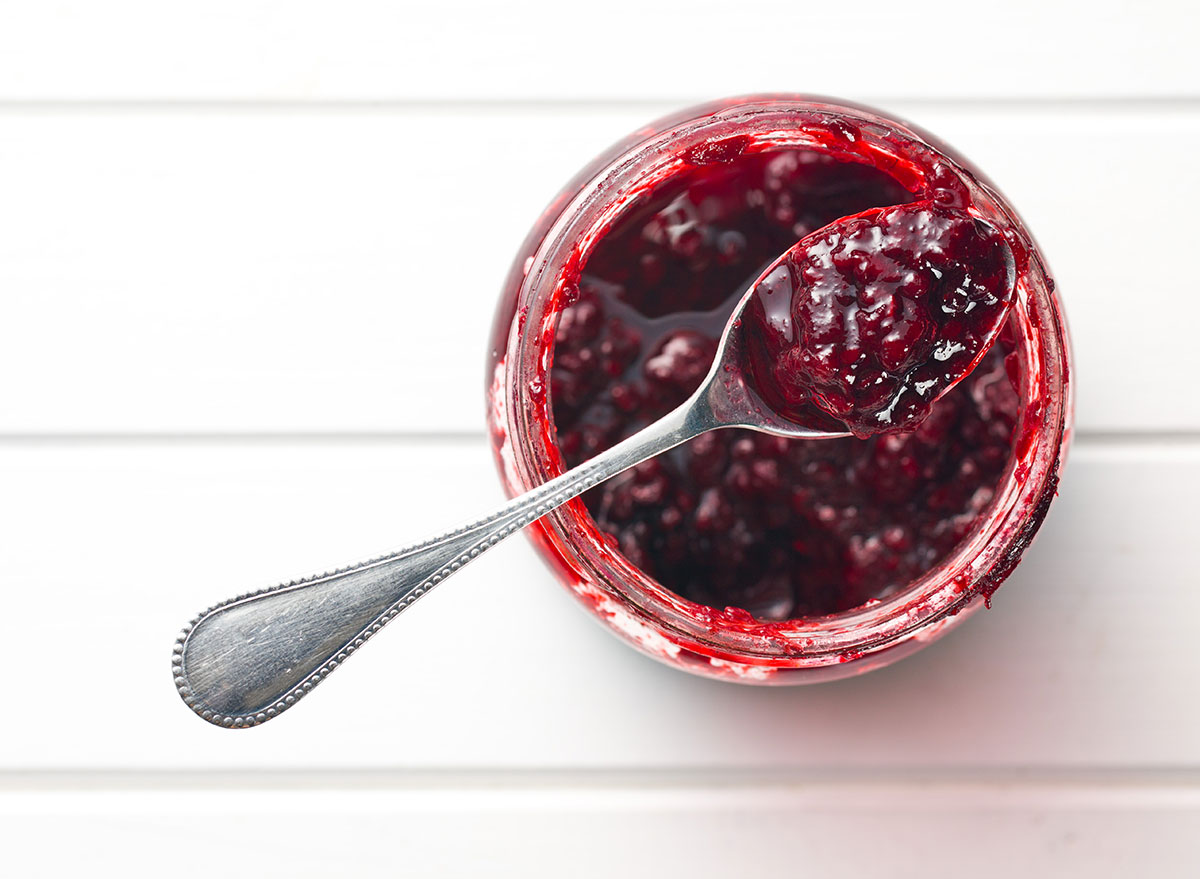 Jam on a small spoon