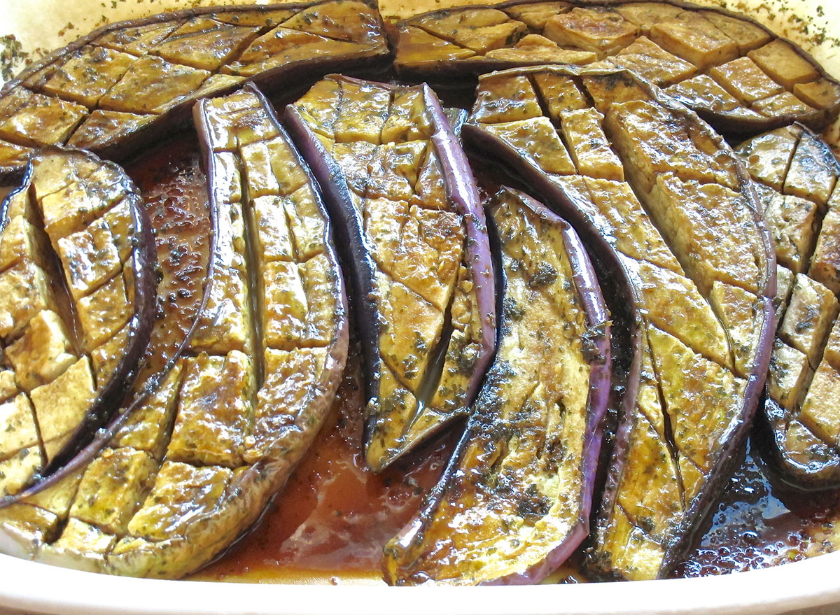microwaved miso eggplant with soy sauce
