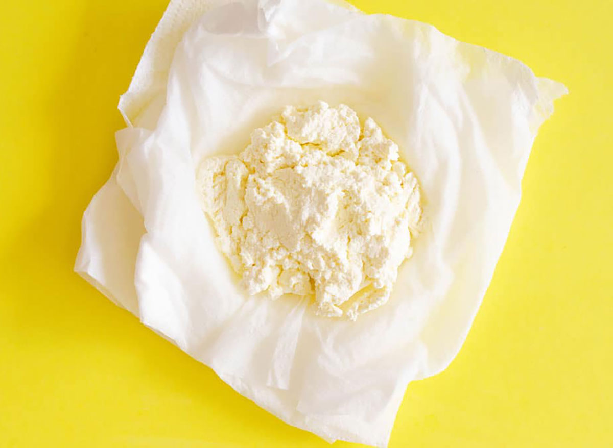 microwave ricotta cheese on yellow background